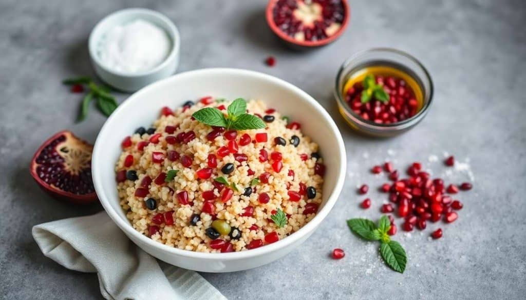 Salade croquante de quinoa, grenade et menthe