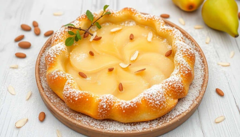 Croustade aux poires et amandes effilées, dessert à partager