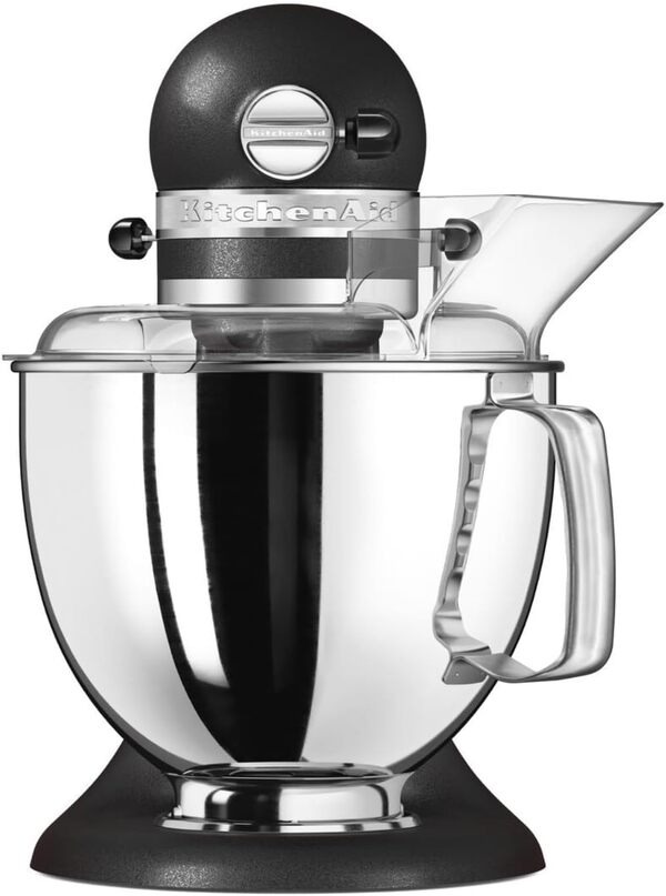 KitchenAid Robot Pâtissier I Artisan I Robot cuisine multifonctions à tête inclinable I Avec 7 accessoires I 4,8 L, Noir Fumée