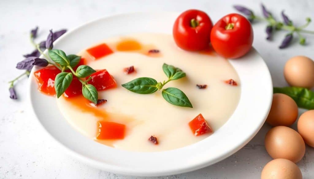 Panna cotta salée aux poivrons rouges et basilic pourpre