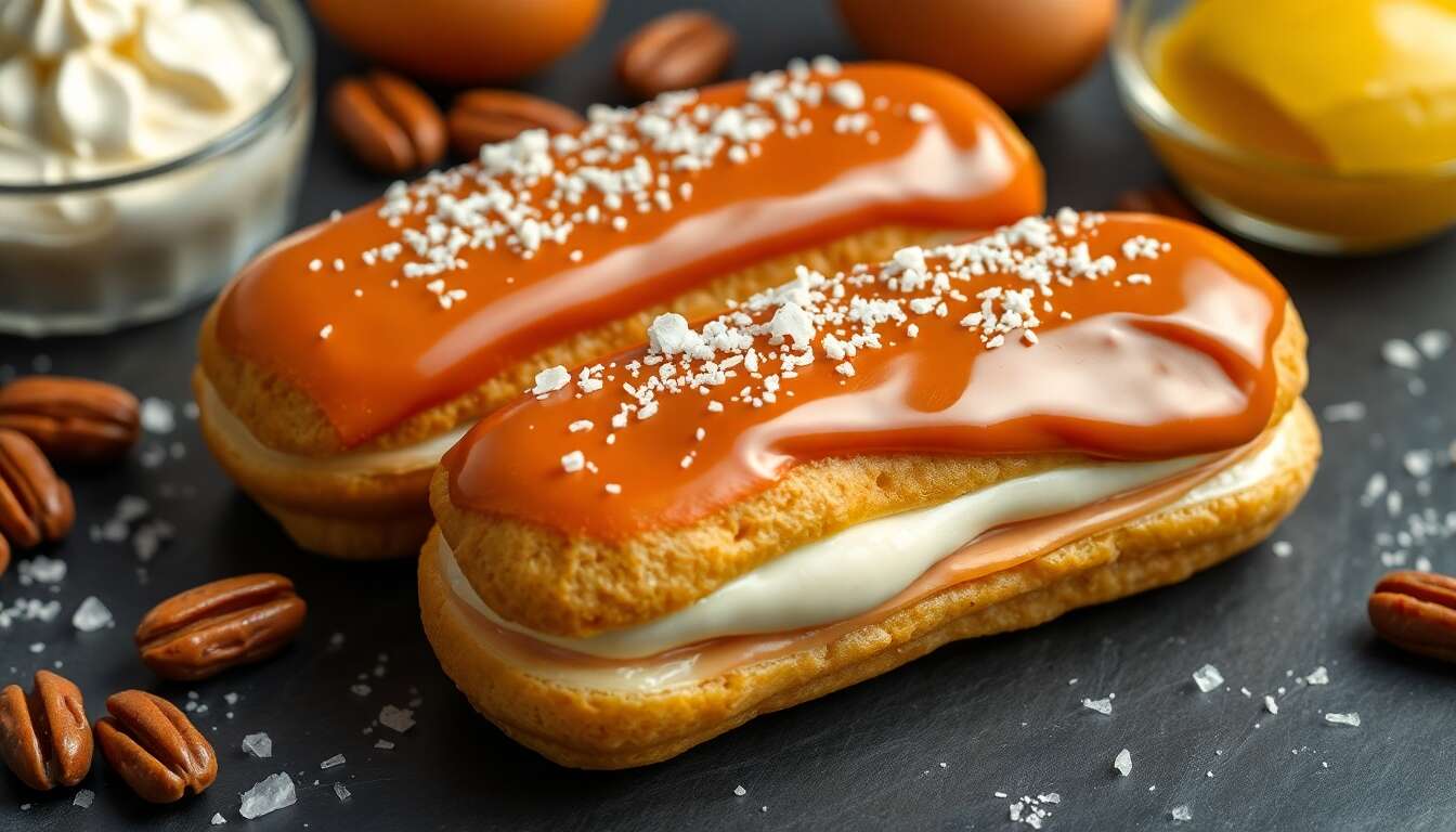 Éclairs au praliné croquant et fleur de sel