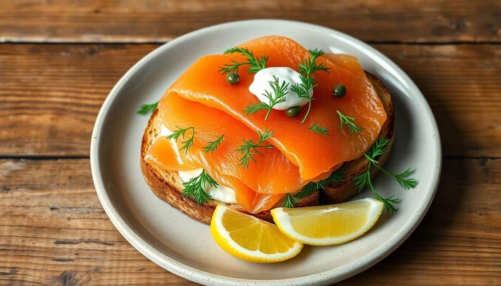 Toast scandinave : saumon fumé sur lit d'aneth