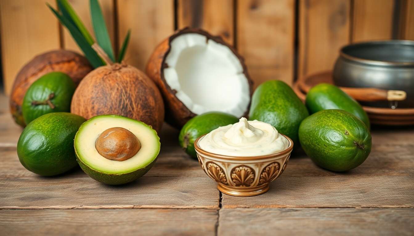Crème de coco et avocat : une touche exotique et crémeuse Crème de coco et avocat : une touche exotique et crémeuse