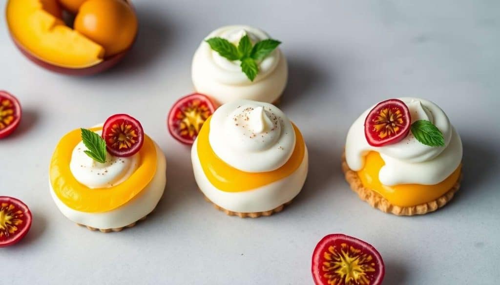 Bavarois passionné à la mangue sur biscuit coco craquant