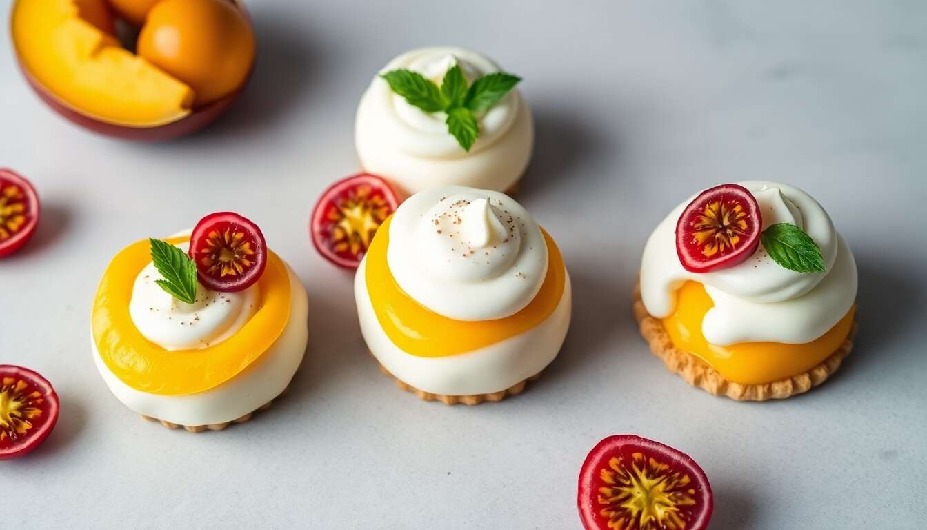 Bavarois passionné à la mangue sur biscuit coco craquant