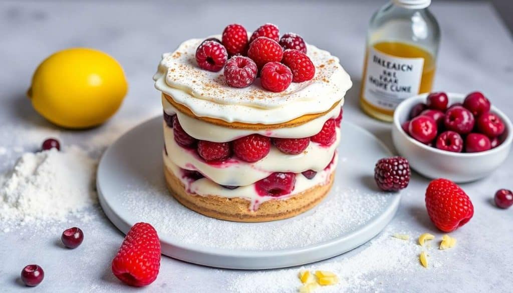 Tiramisu revisité aux fruits rouges et biscuit rose de Reims