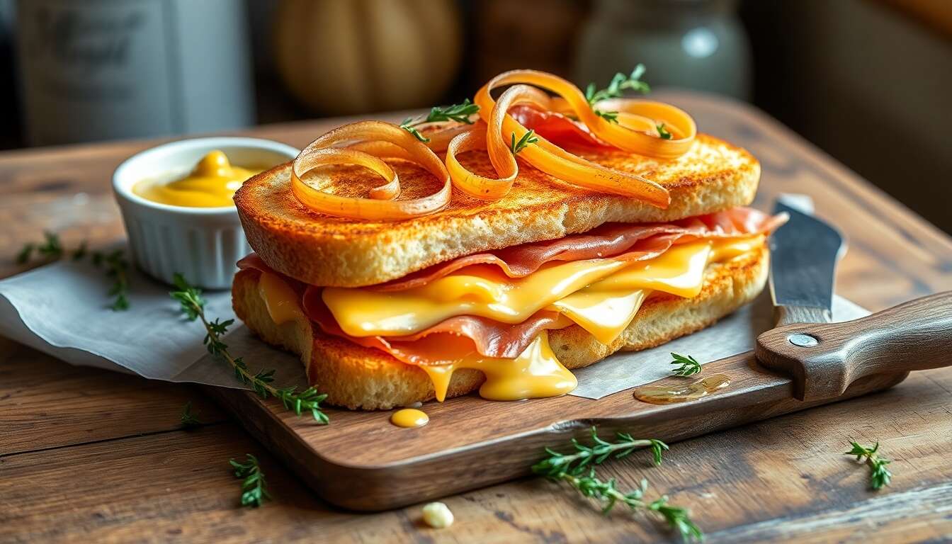 Croque-monsieur revisité au jambon cru et comté affiné
