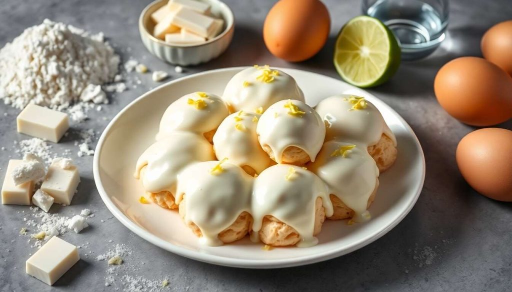 Profiteroles chics au chocolat blanc et zeste de lime
