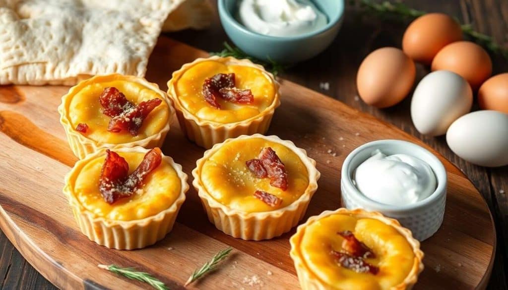 Mini quiches lorraine revisitées aux lardons fumés