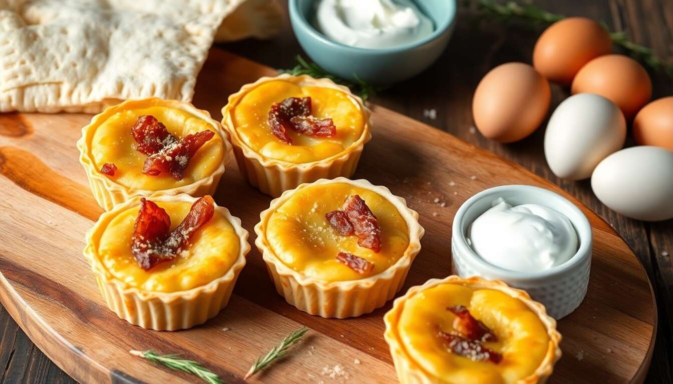 Mini quiches lorraine revisitées aux lardons fumés
