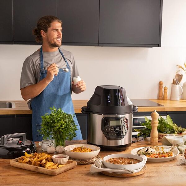 Cecotec Pot Programmable avec Tête Friteuse d'air et Balance GM H Deluxe Fry. Robot de Cuisine multifonction 6 litres, Couvercle Advance, Programmable 24h, température réglable, recette