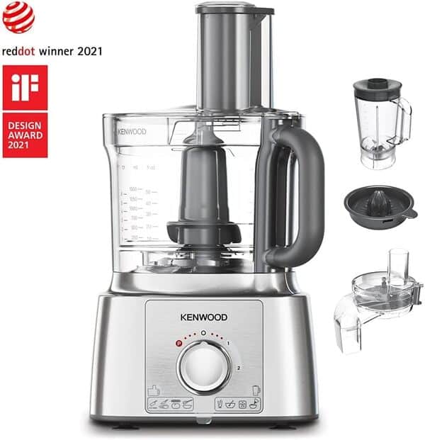 Kenwood Robot da Cucina MultiPro Express FDP65.590SI con Ampia Gamma di Accessori, Ciotola di Capacità 3 L, Potenza 1000 W, 2 Velocità Più Pulse, Argento [Classe énergétique A+]