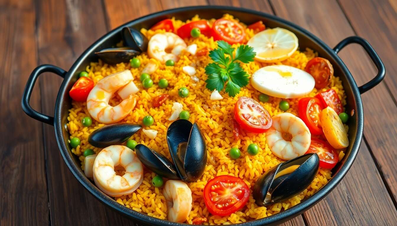 Paella royale simplifiée, festin méditerranéen au four