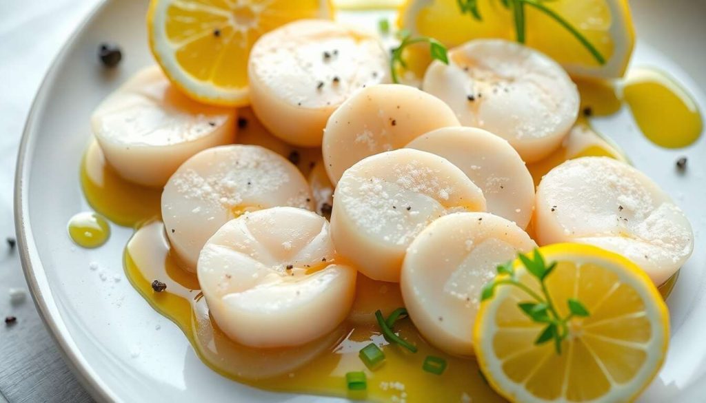 Carpaccio de Saint-Jacques, huile de truffe et fleur de sel