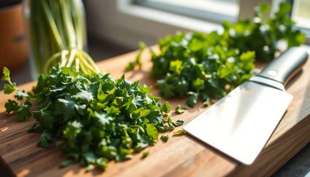 Découpe des herbes aromatiques