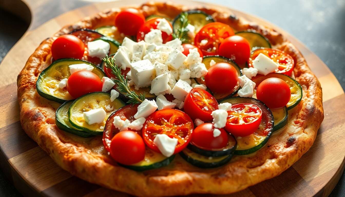 Tarte rustique aux légumes du soleil et chèvre frais