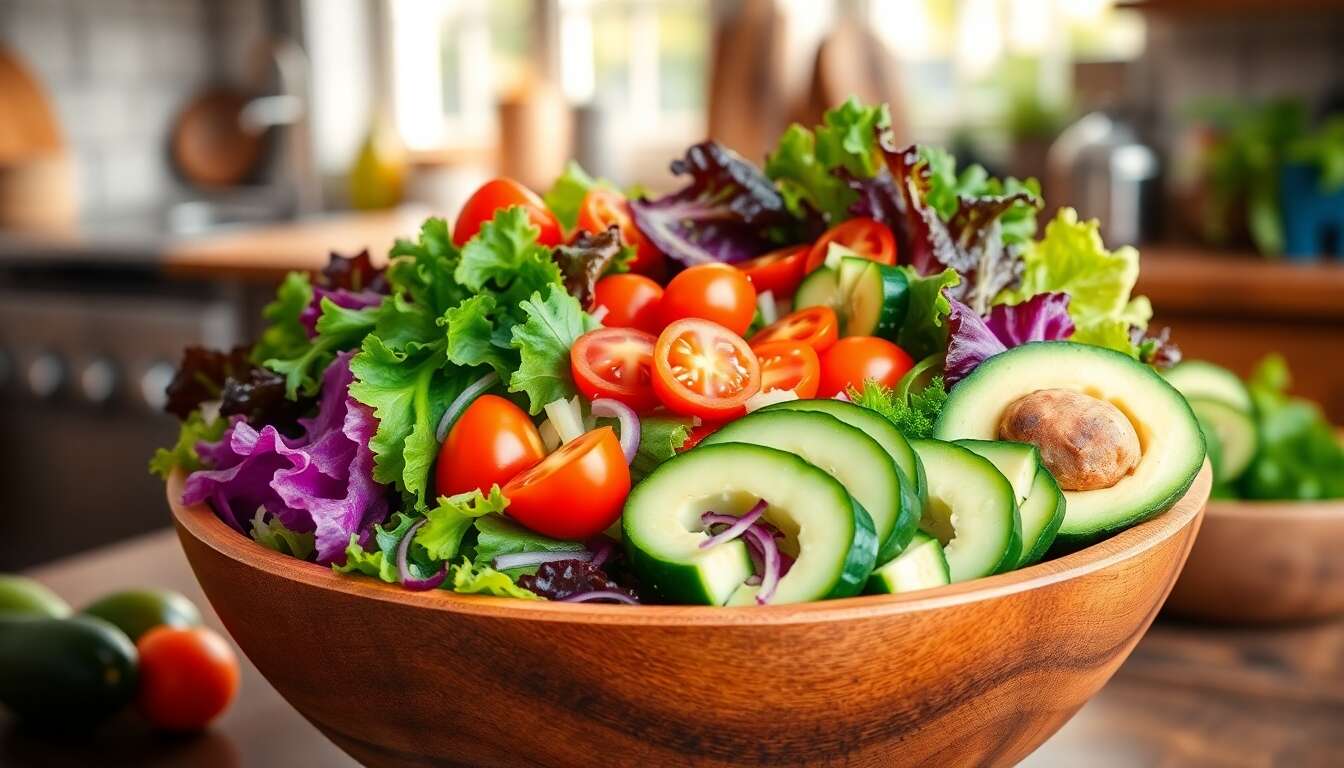 Ingr&eacute;dients de base pour des salades r&eacute;ussies