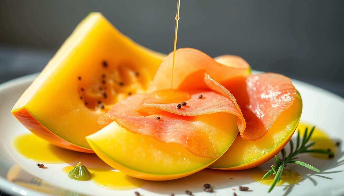 Duo de melon et jambon cru, saveurs ensoleillées