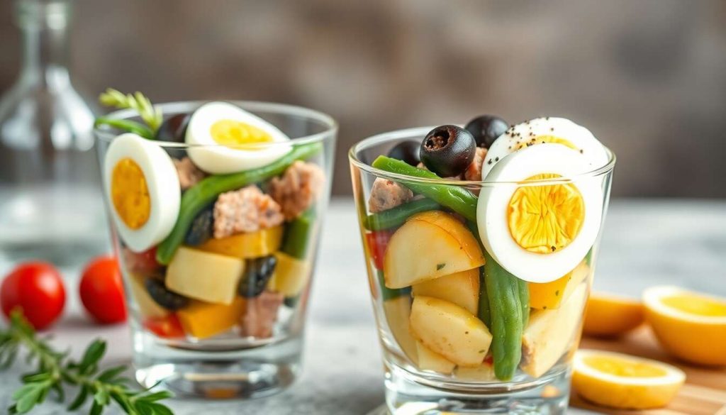Salade niçoise revisitée en verrine élégante