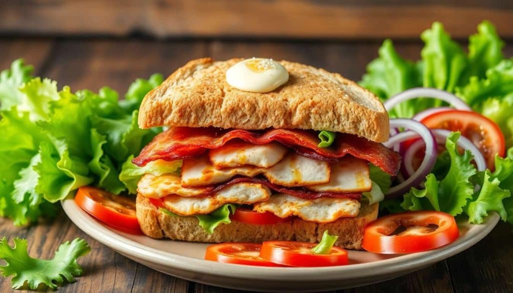 Club sandwich deluxe au poulet grillé et bacon croustillant