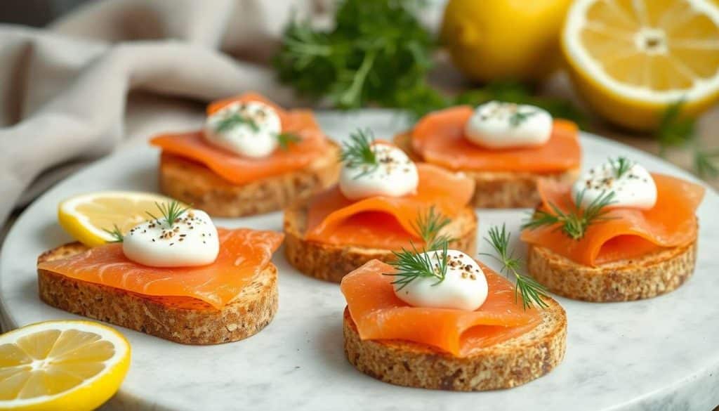 Canapés nordiques au saumon fumé et fromage frais aneth-citron