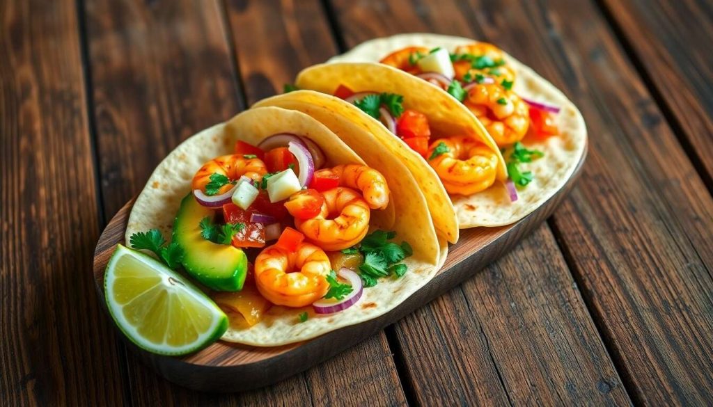 Tacos de crevettes à la mexicaine, salsa fraîcheur