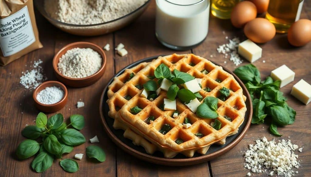 Gaufres salées aux épinards et fromage frais