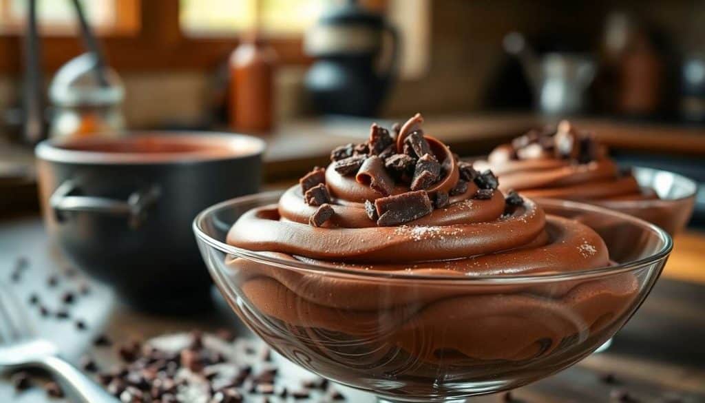 Mousse au chocolat noir et éclats de fèves de cacao
