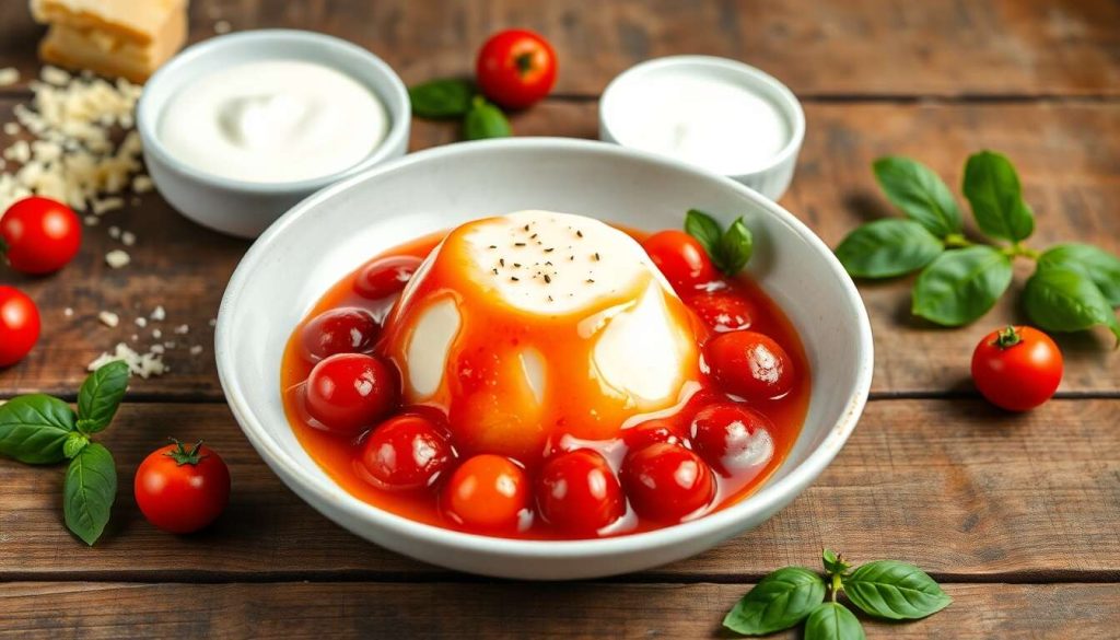 Panna cotta salée au parmesan, compotée de tomates cerises