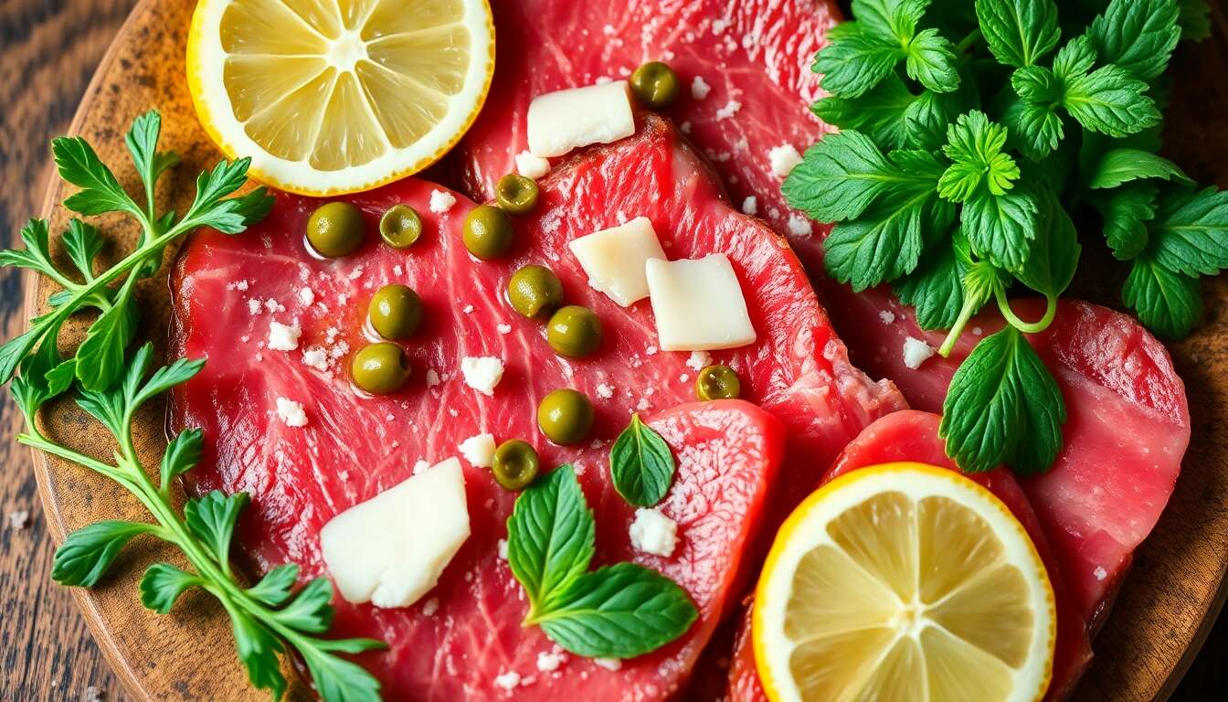 Carpaccio de bœuf parfumé aux herbes fraîches