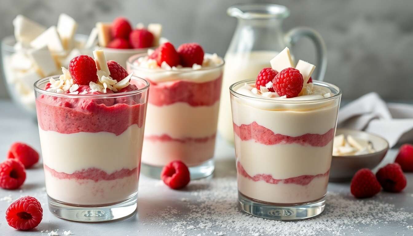 Duo de mousses framboise et chocolat blanc