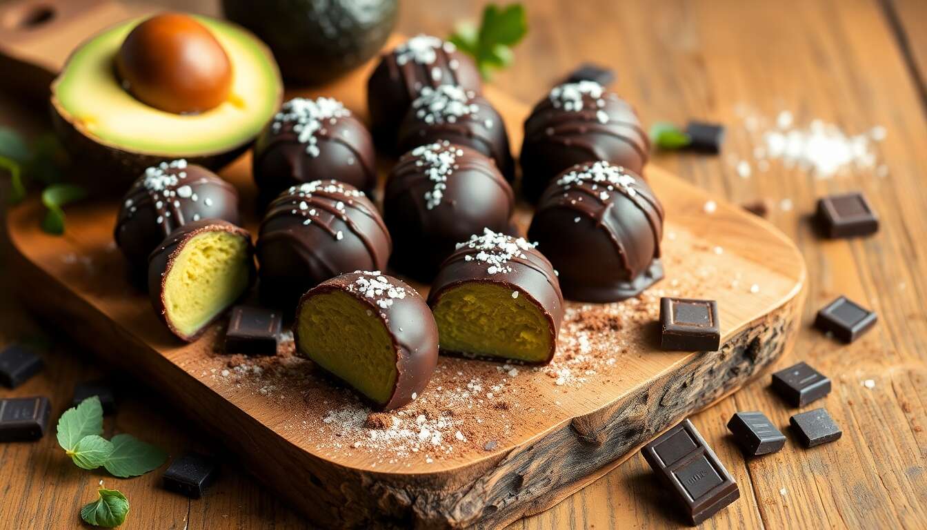 Truffes véganes à l'avocat et au chocolat noir