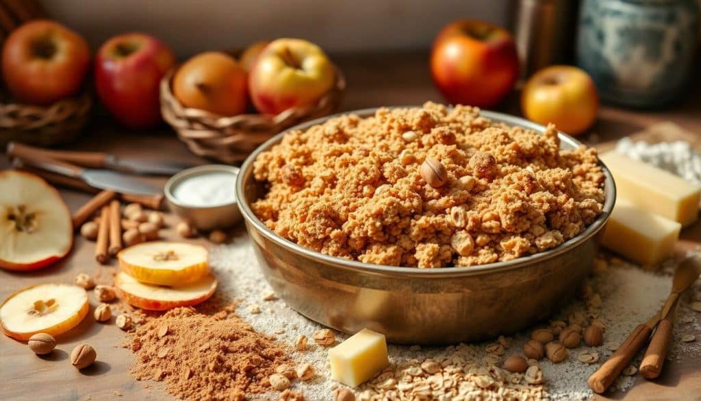 Crumble pomme-cannelle avec son streusel aux noisettes