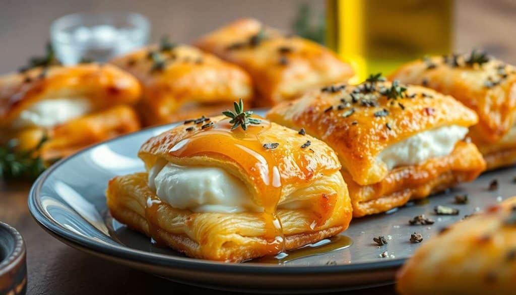 Croustillants de chèvre frais en feuille de brick, miel et thym