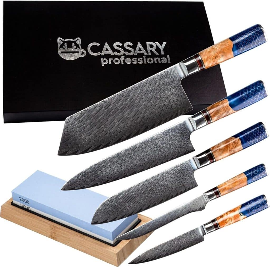 Test : set de couteaux de cuisine professionnel en acier damas