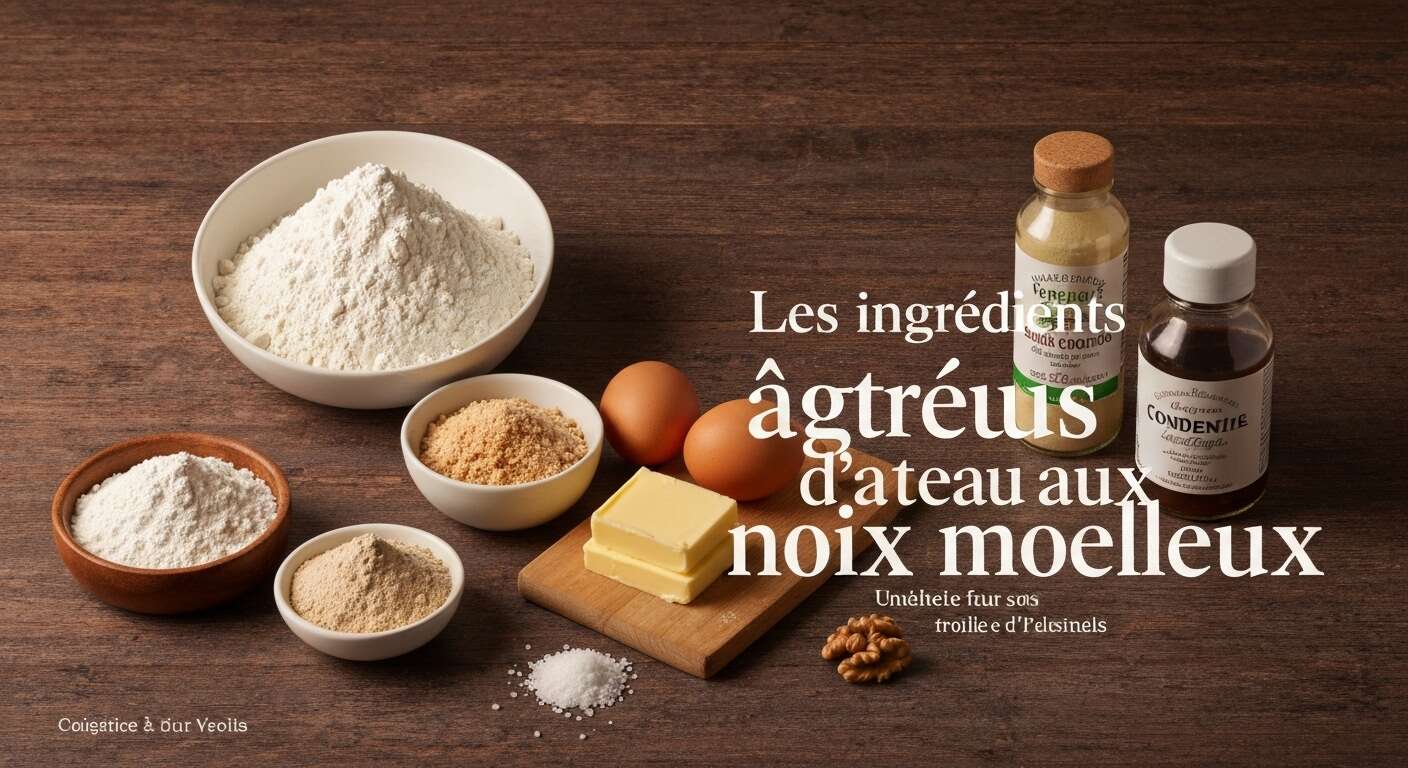 Les ingrédients d'un gâteau aux noix moelleux