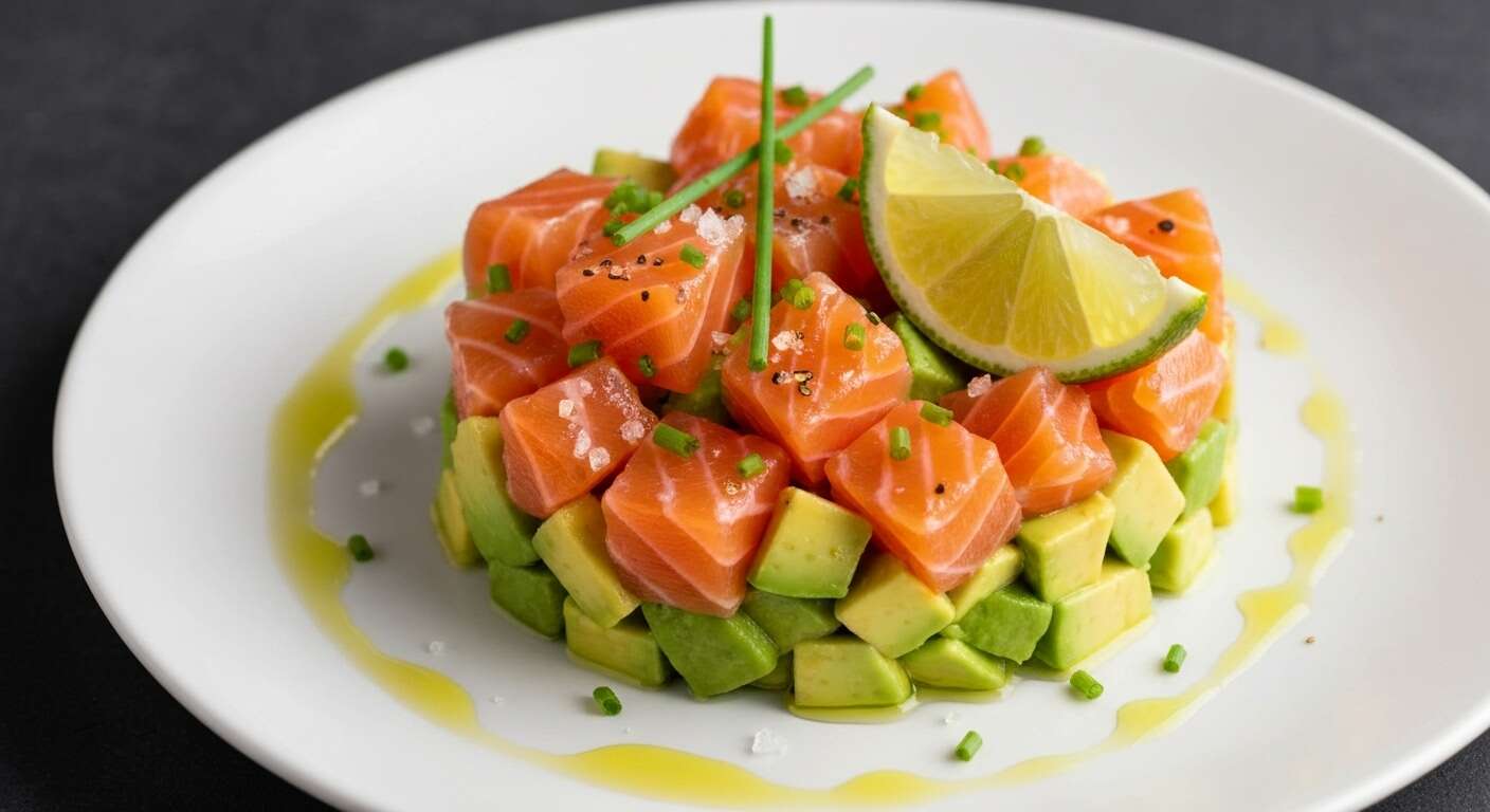 Tartare de saumon et avocat, touche de citron vert
