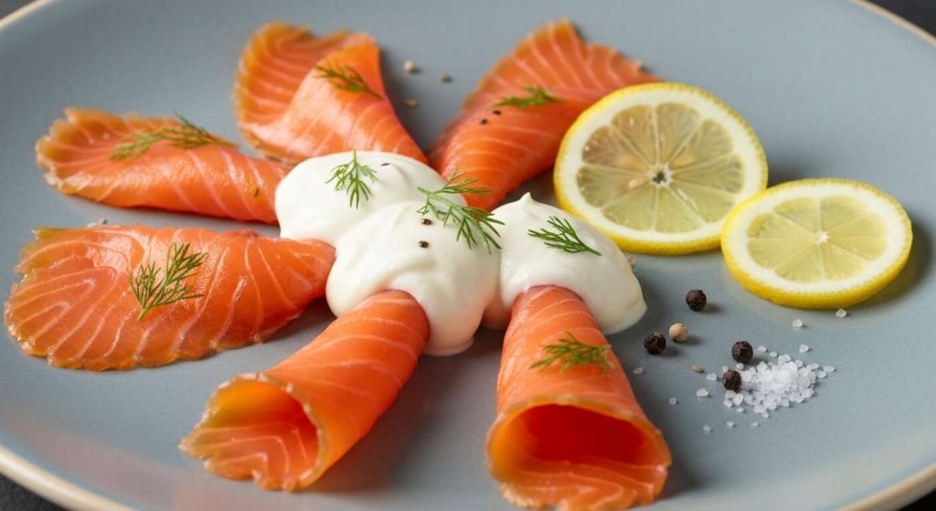 Dôme de saumon fumé, fromage frais et aneth