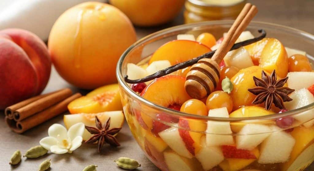 Salade de fruits juteuse relevée d'un sirop épicé