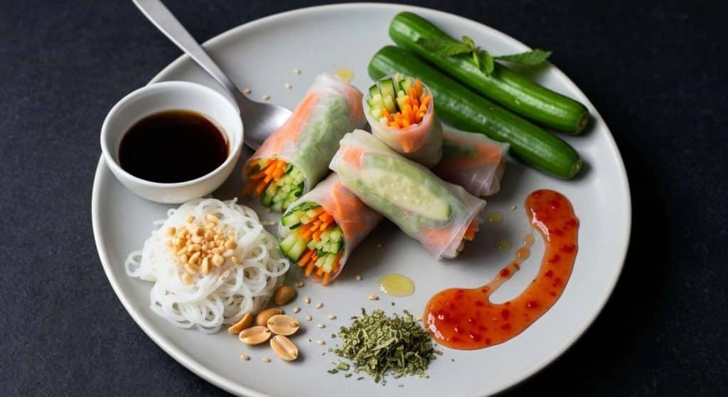 Rouleaux de printemps aux légumes croquants et sauce piquante