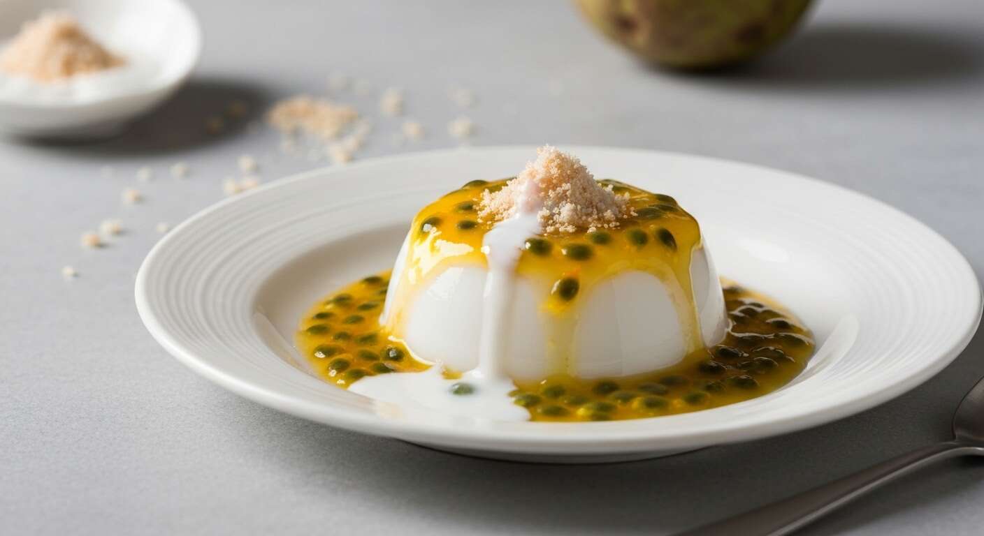 Gelée exotique de coco au coulis de fruits passion