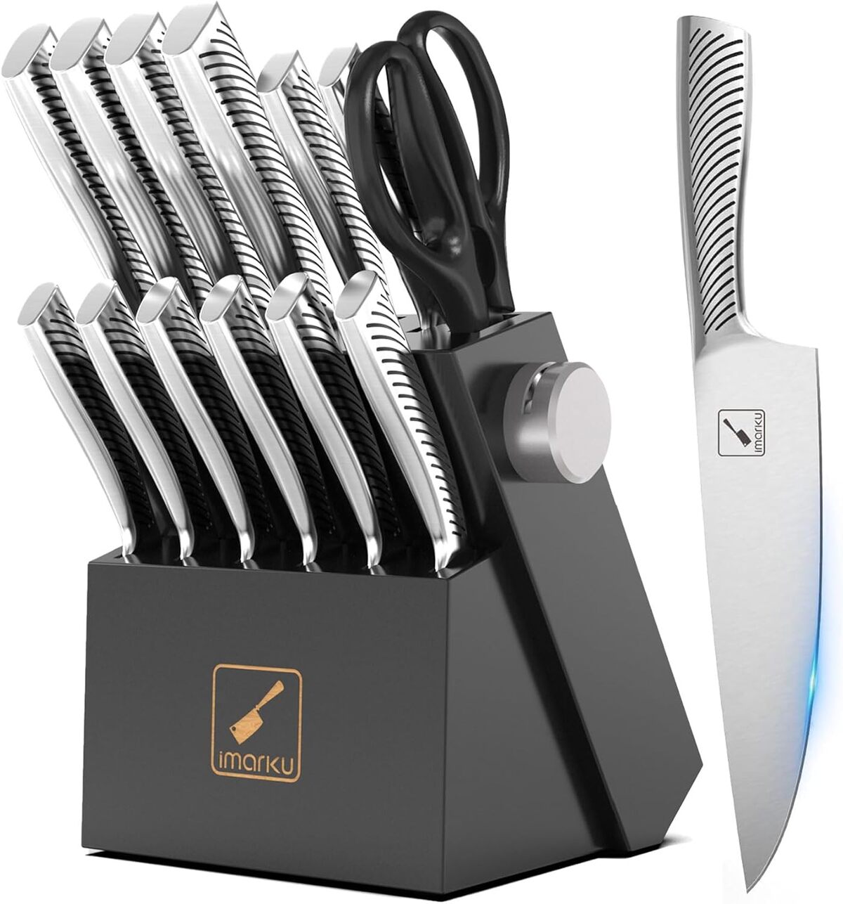 Test : couteaux professionnels imarku, set de 14 avec bloc et aiguisoir
