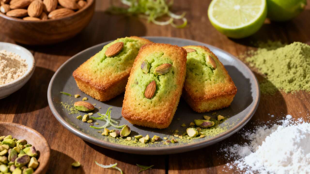 Financiers moelleux aux pistaches et zestes de citron vert