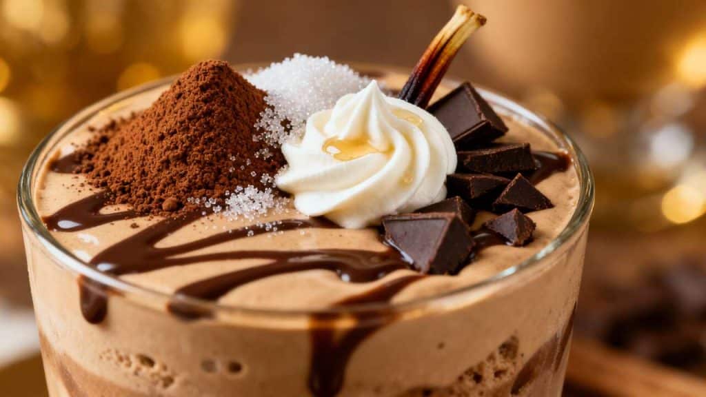 Parfait glacé au café nappé de sauce chocolat chaud-froid sensationnel