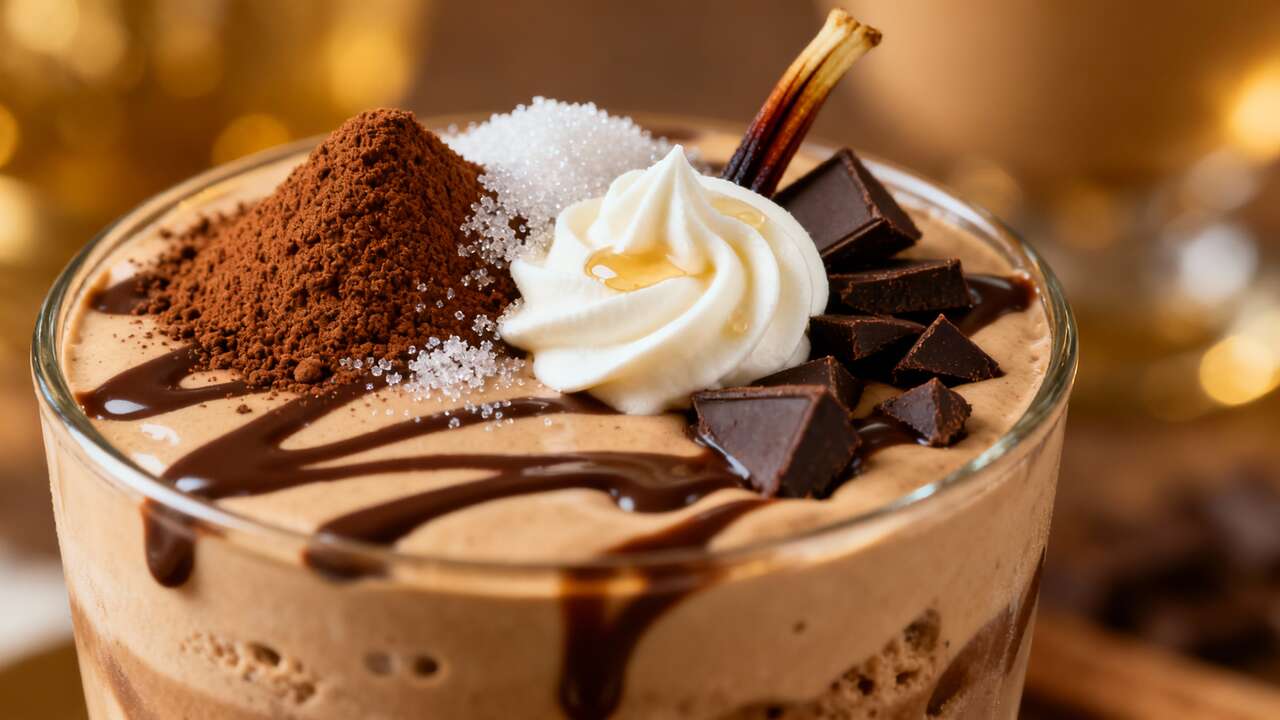 Parfait glacé au café nappé de sauce chocolat chaud-froid sensationnel