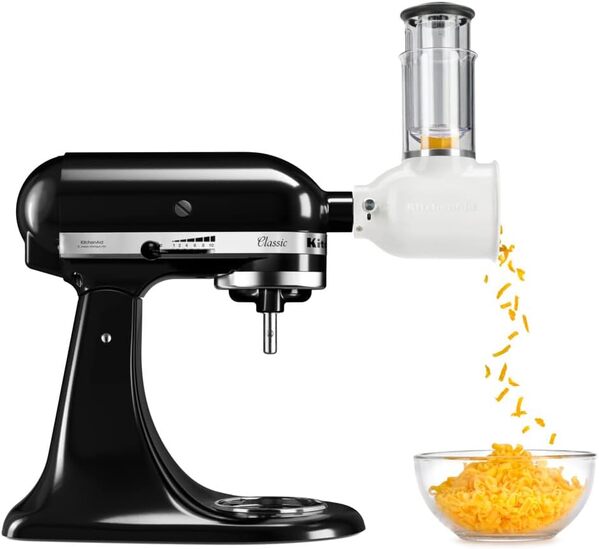 KitchenAid BUNDLE Machine de cuisine avec tête de moteur rabattable 4,3 l – Classic (5K45SS) + coupe-légumes (5KSMVSA)