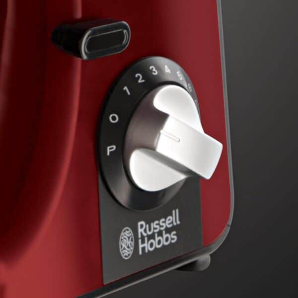 Russell Hobbs Robot pâtissier multi [pétrin, batteur & blender] Desire Rouge (3 fouets: batteur pâtes lourdes, crochet pétrin, fouet en inox, bol blender 1,5L, 10 vitesses, anti-projection) 23480-56