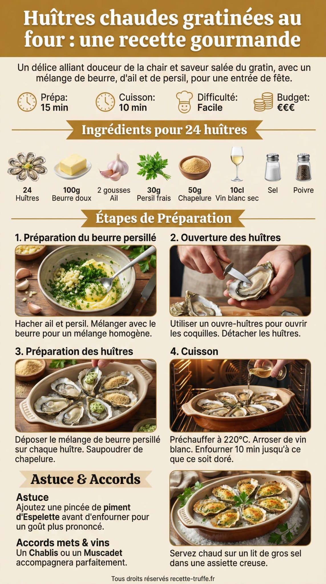 Fiche recette Huîtres chaudes gratinées au four : une recette gourmande Fiche recette Huîtres chaudes gratinées au four : une recette gourmande