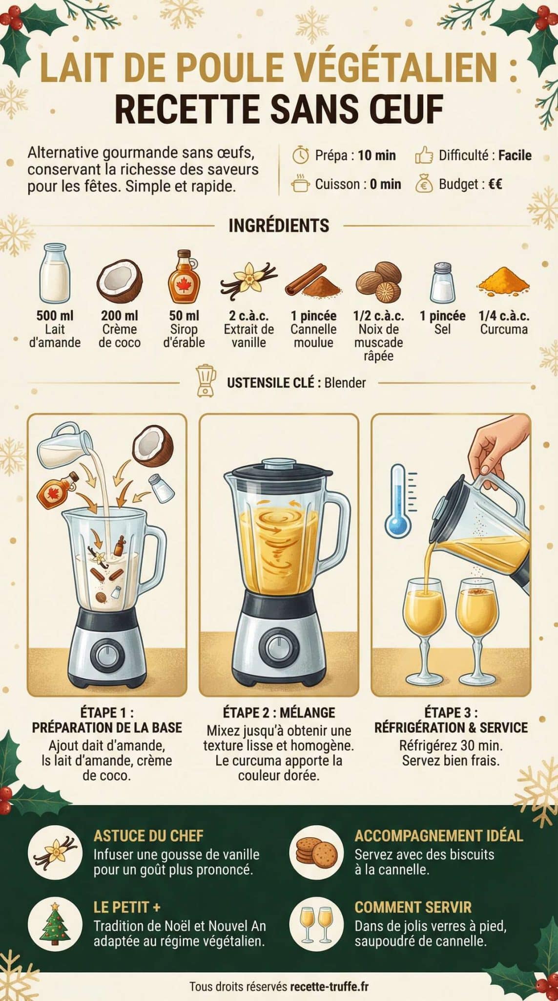 Fiche recette Lait de poule v&eacute;g&eacute;talien : recette sans &oelig;uf