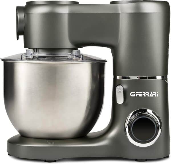 G3 Ferrari G20149 Robot Pâtissier Pastaio , 1800 W (max), Bol 7 L, 6 Vitesses, Cuve INOX, Accessoires inclus, Crochet unique, Gris Anthracite